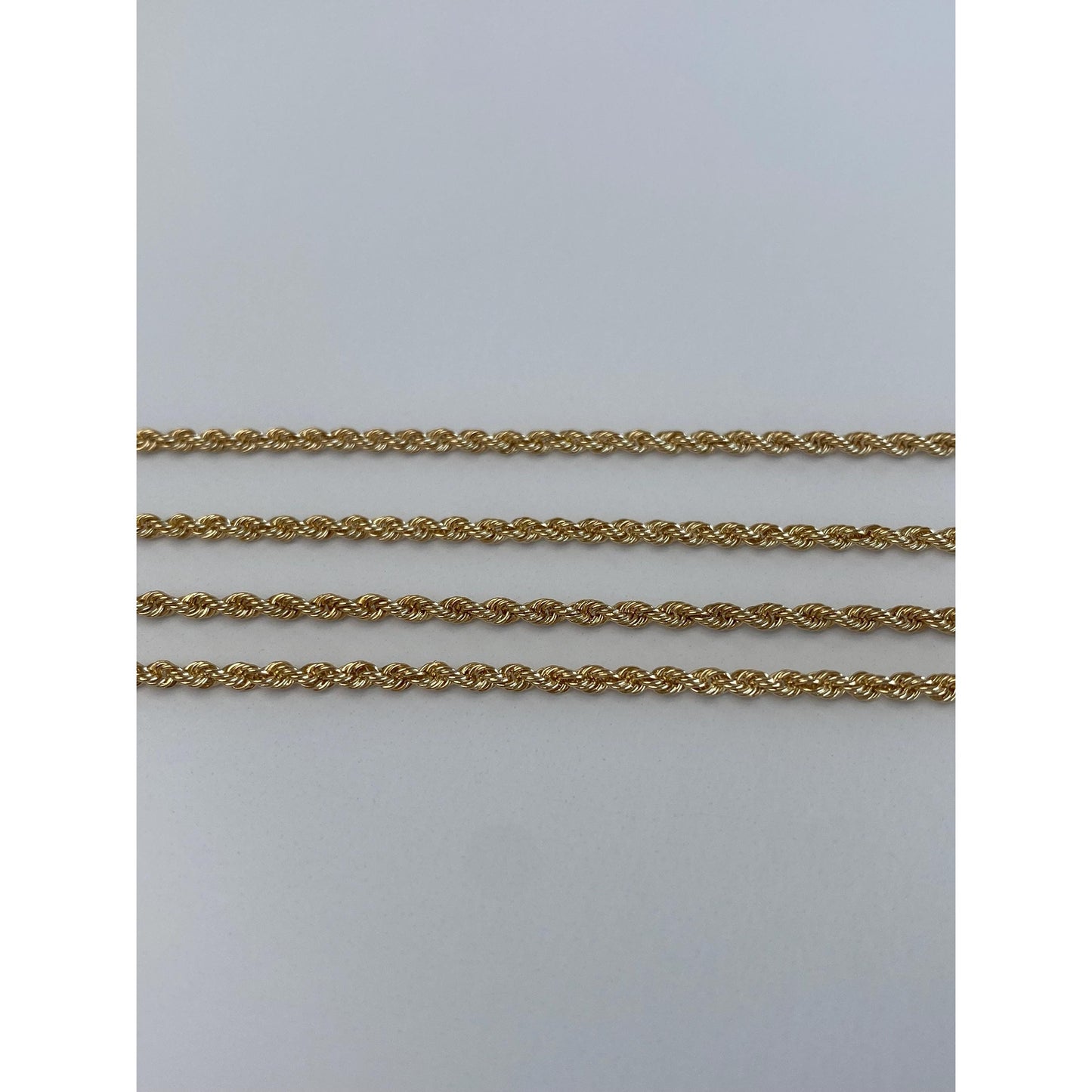 Vintage Solid 14k Yellow Gold Dainty Rope Chain Necklace - 24 inches