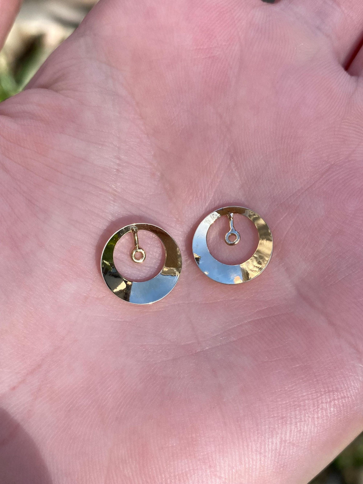 Vintage Solid 14k Yellow Gold Circle Earring Jackets - Fine Estate Jewelry - Real Genuine Gold