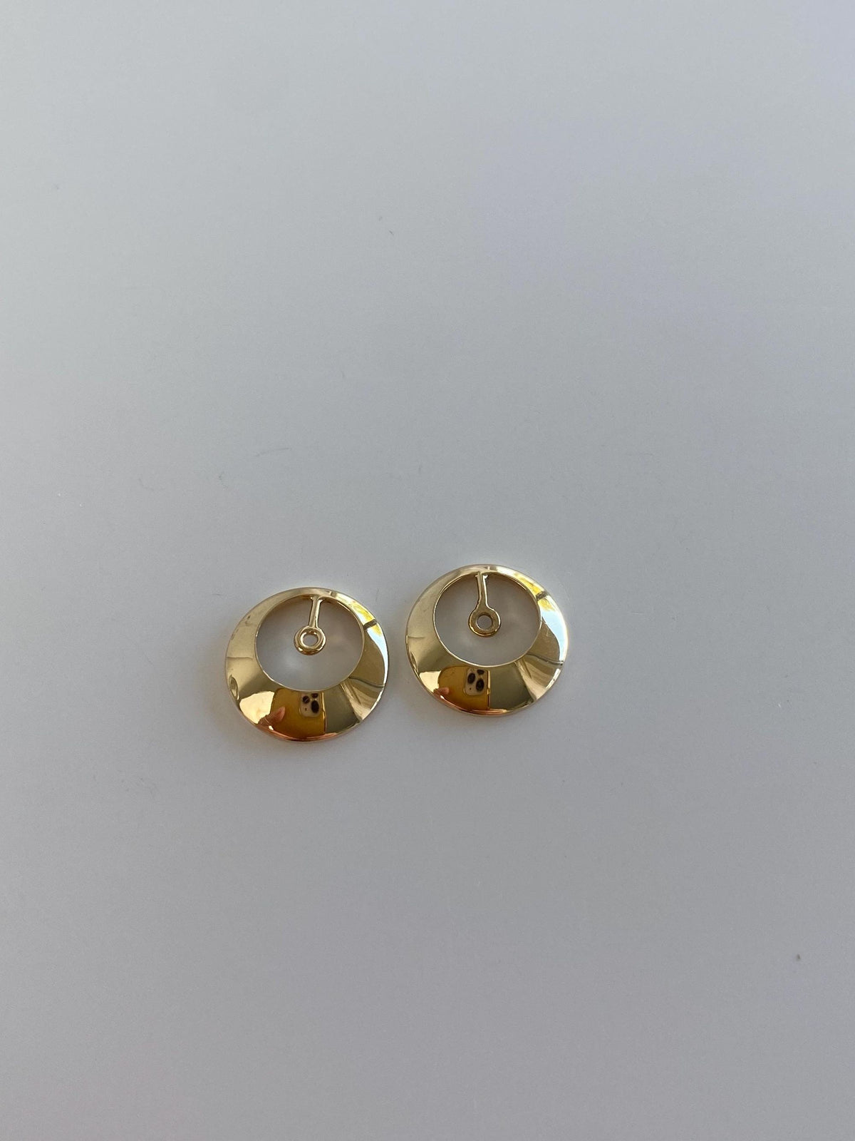 Vintage Solid 14k Yellow Gold Circle Earring Jackets - Fine Estate Jewelry - Real Genuine Gold