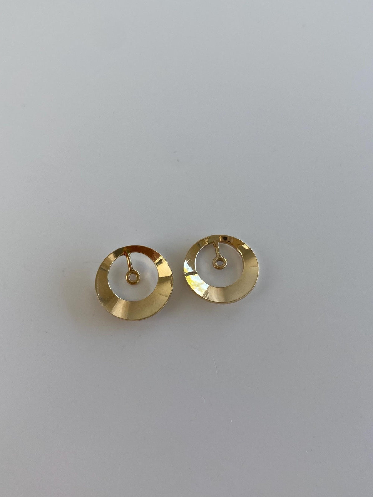 Vintage Solid 14k Yellow Gold Circle Earring Jackets - Fine Estate Jewelry - Real Genuine Gold