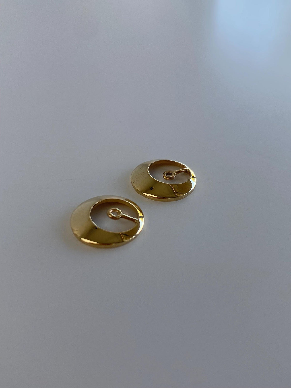 Vintage Solid 14k Yellow Gold Circle Earring Jackets - Fine Estate Jewelry - Real Genuine Gold