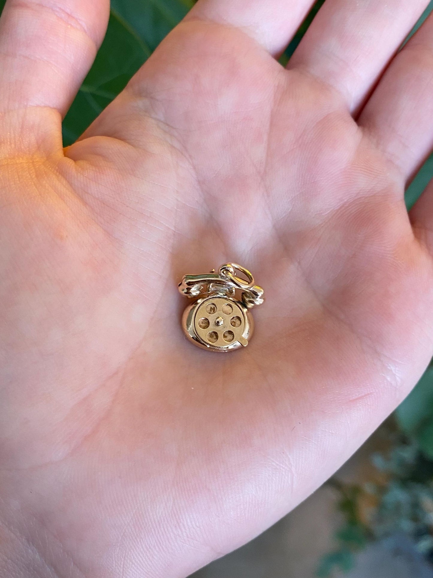 Vintage Solid 14k Yellow Gold Articulated 'I Love You' Telephone Charm