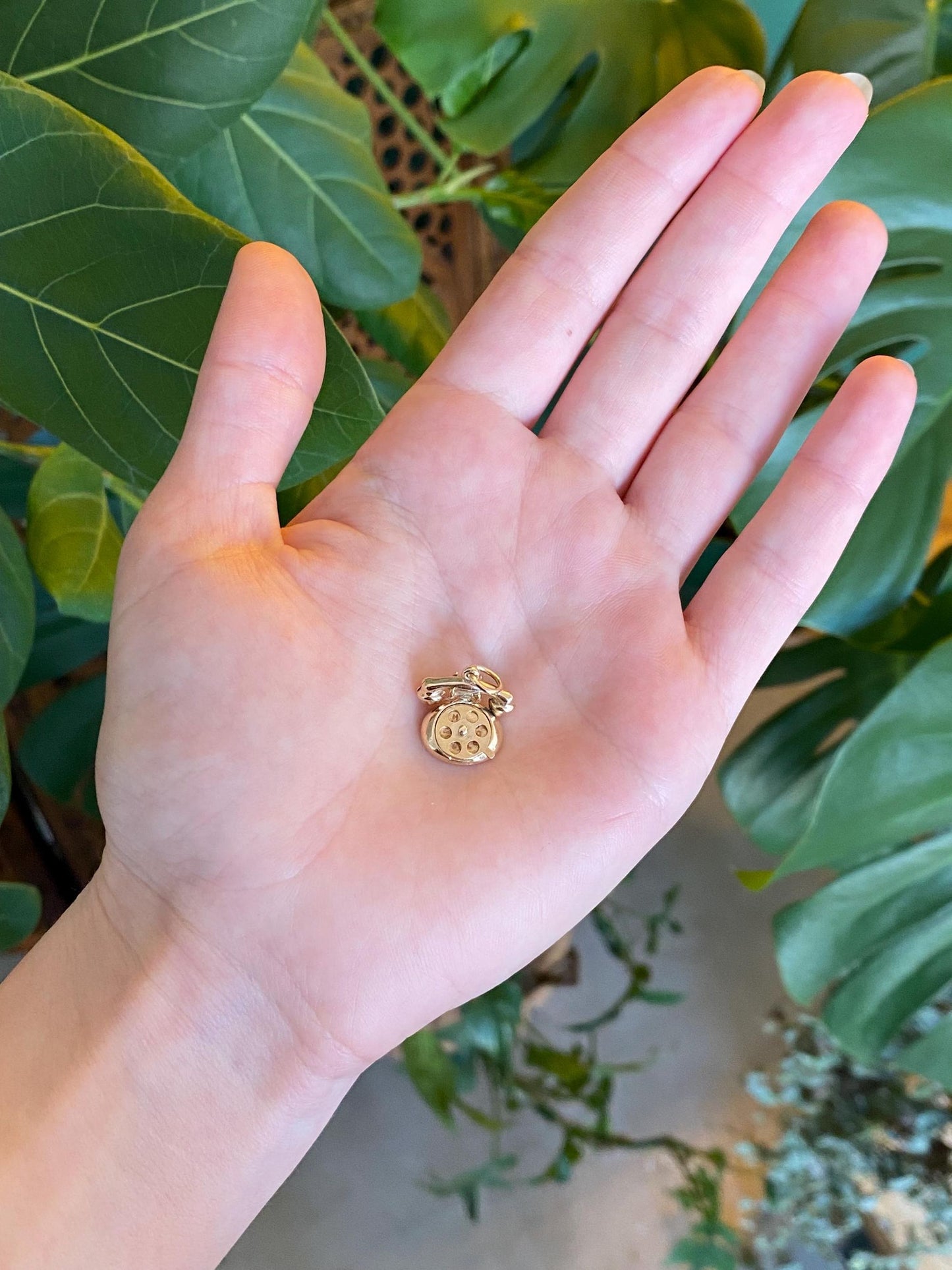 Vintage Solid 14k Yellow Gold Articulated 'I Love You' Telephone Charm