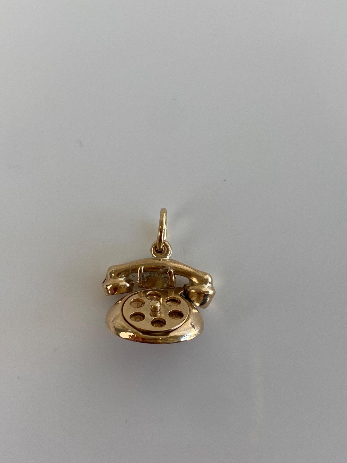 Vintage Solid 14k Yellow Gold Articulated 'I Love You' Telephone Charm