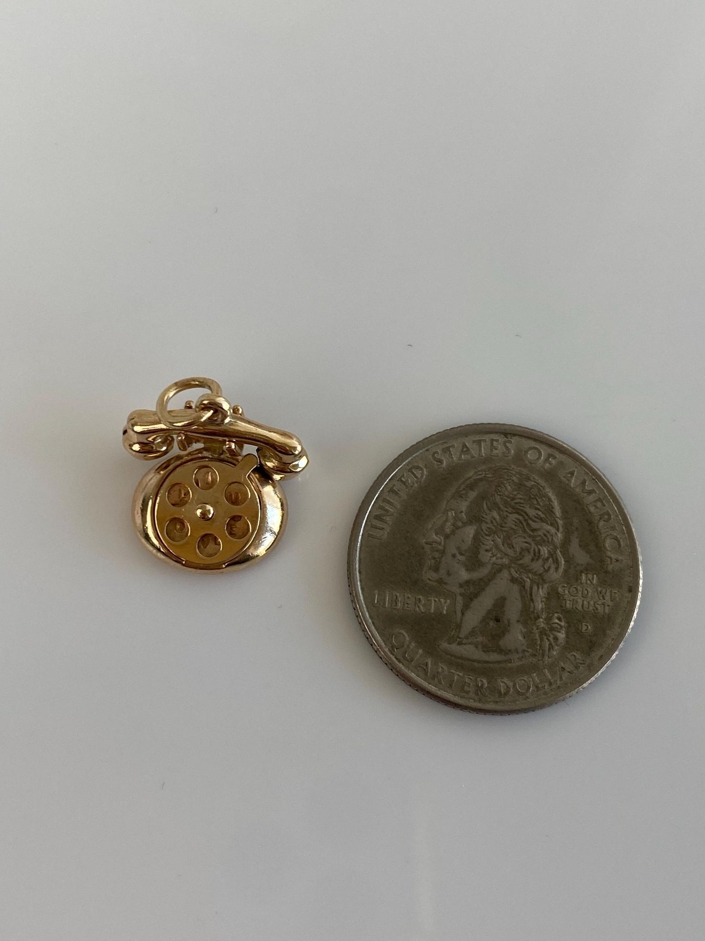 Vintage Solid 14k Yellow Gold Articulated 'I Love You' Telephone Charm