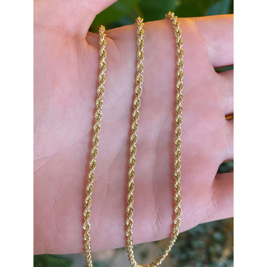Vintage Solid 14k Yellow Gold Rope Chain Necklace - 18 inches