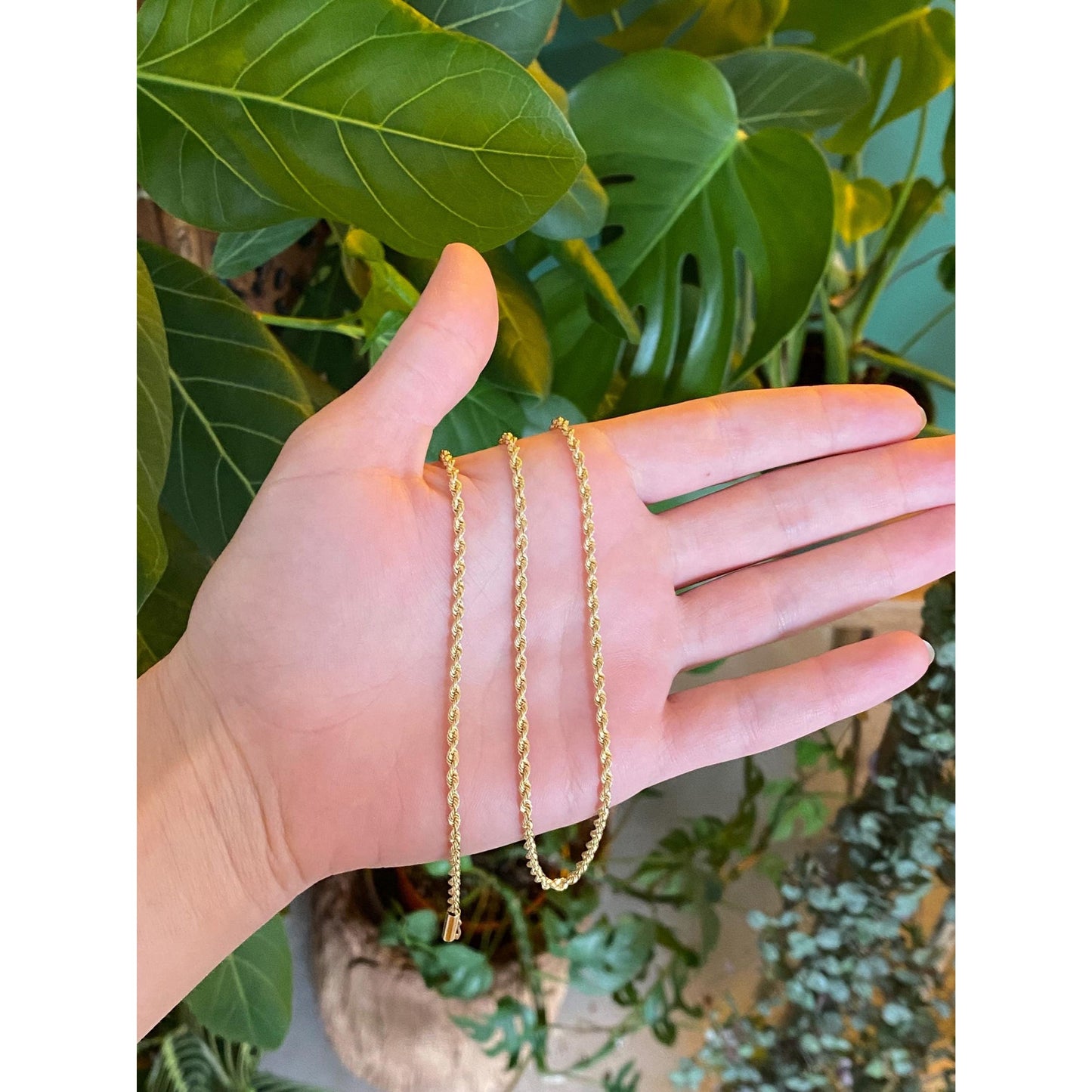 Vintage Solid 14k Yellow Gold Rope Chain Necklace - 18 inches