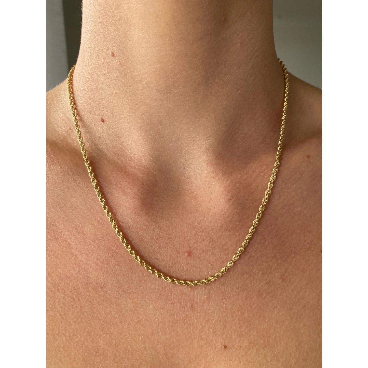 Vintage Solid 14k Yellow Gold Rope Chain Necklace - 18 inches