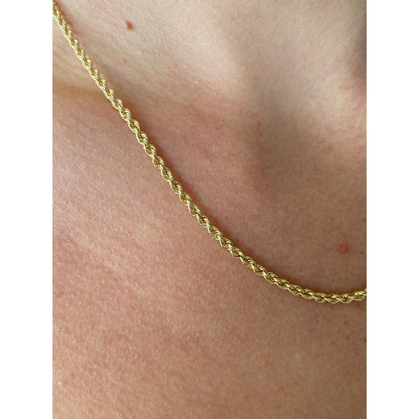 Vintage Solid 14k Yellow Gold Rope Chain Necklace - 18 inches