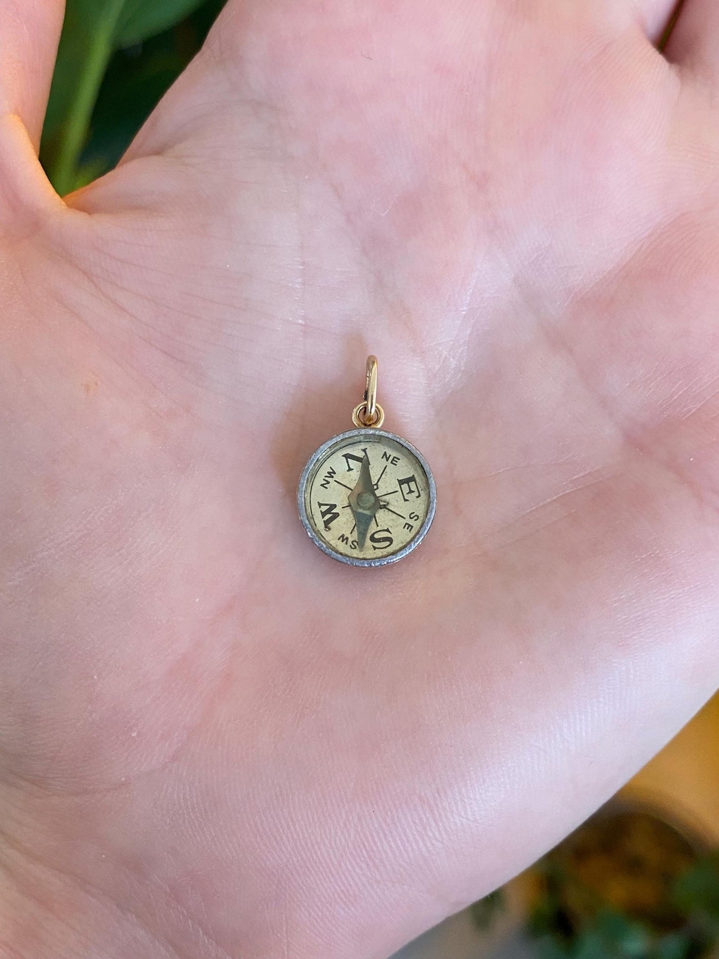 Vintage Solid 14k Yellow Gold Compass Charm