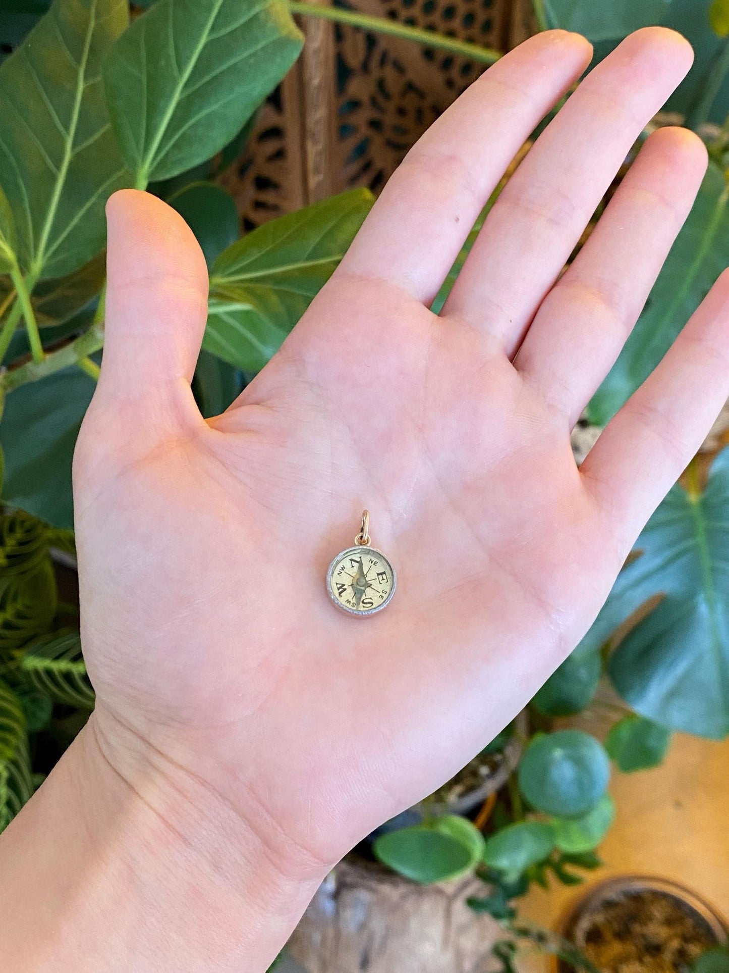 Vintage Solid 14k Yellow Gold Compass Charm