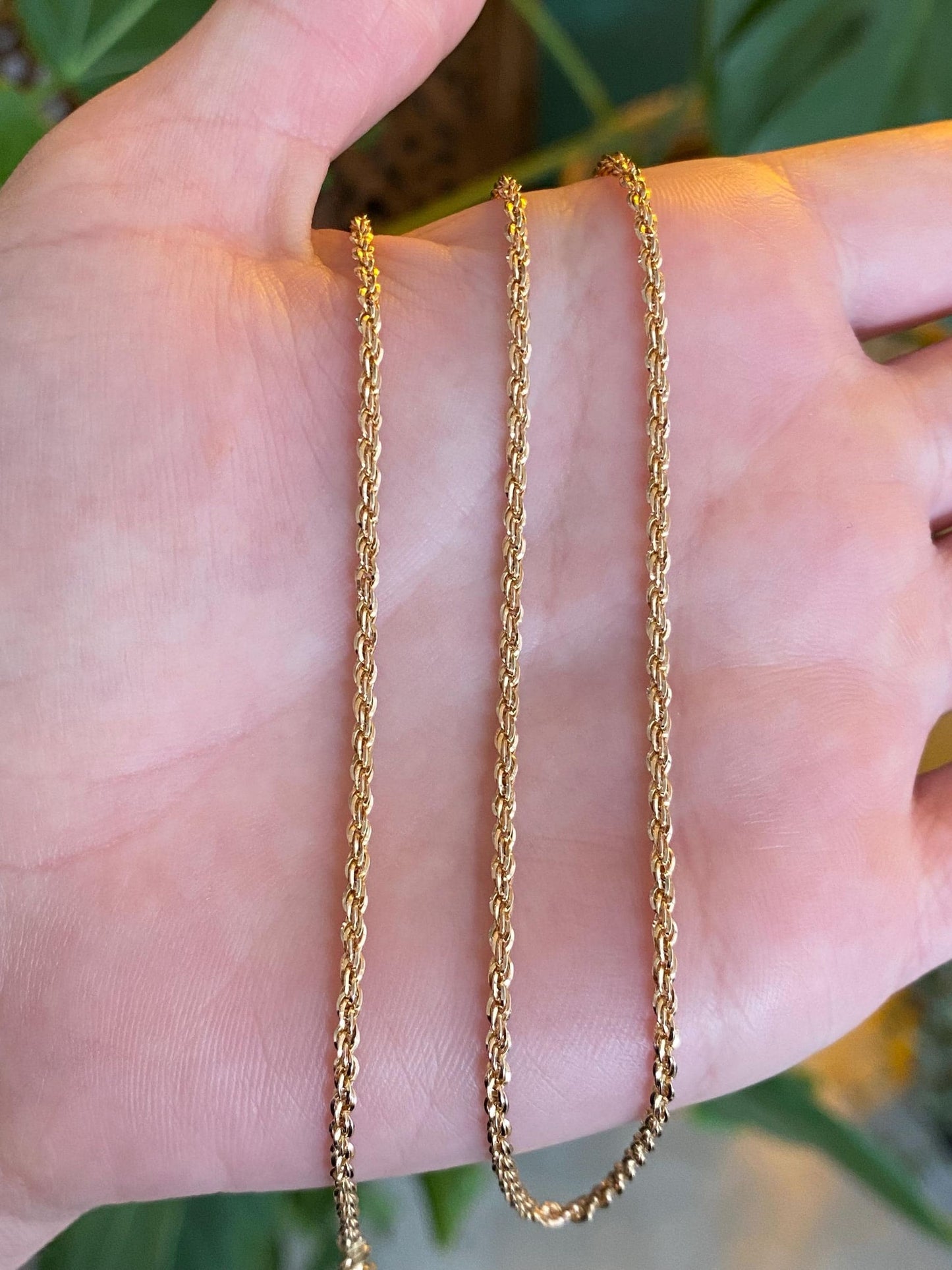 Vintage Solid 14k Yellow Gold Rope Chain Necklace - 18.75 inches