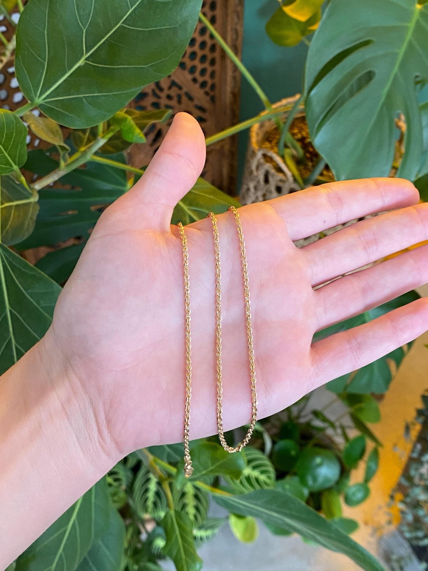 Vintage Solid 14k Yellow Gold Rope Chain Necklace - 18.75 inches