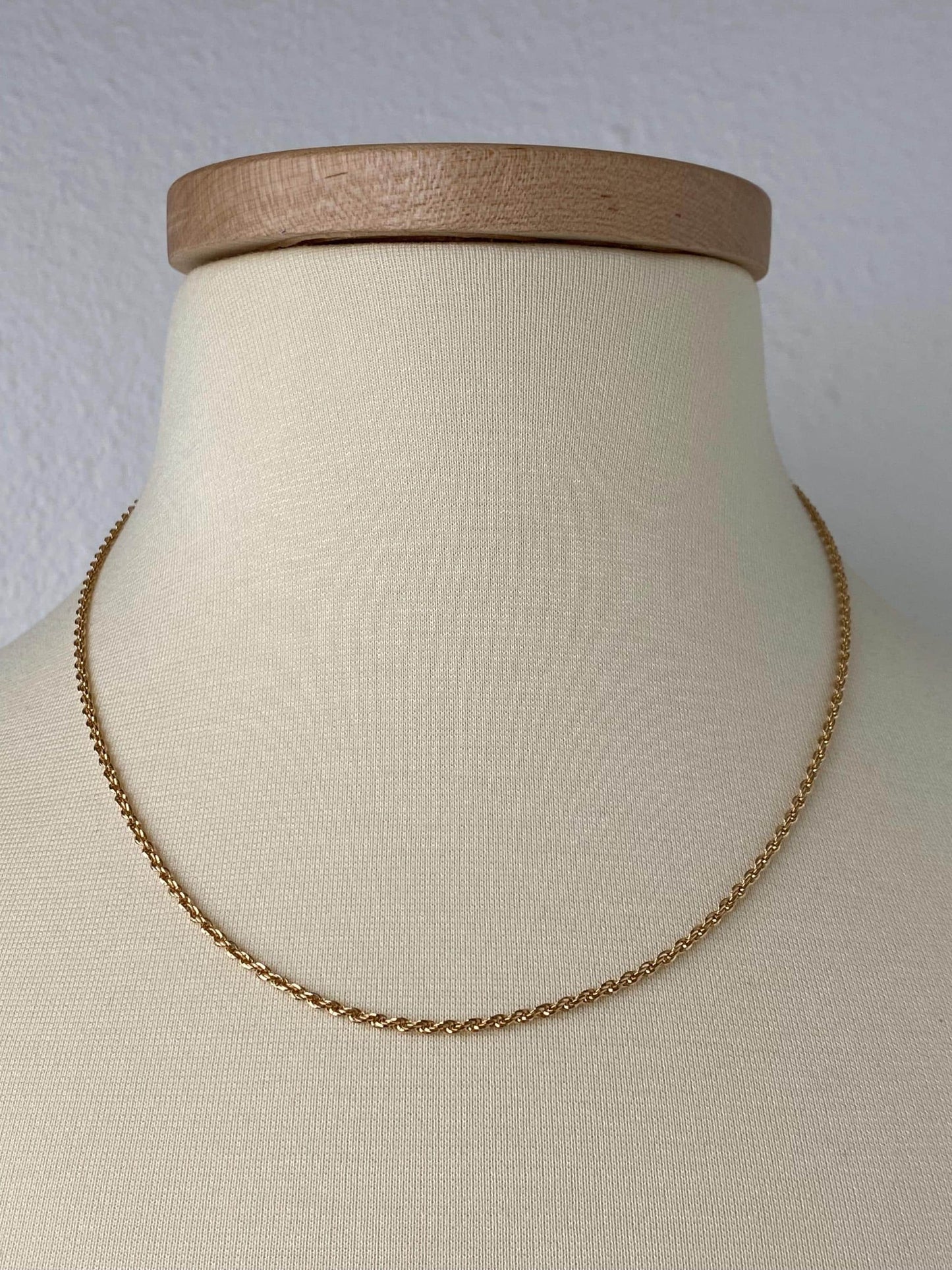 Vintage Solid 14k Yellow Gold Rope Chain Necklace - 18.75 inches