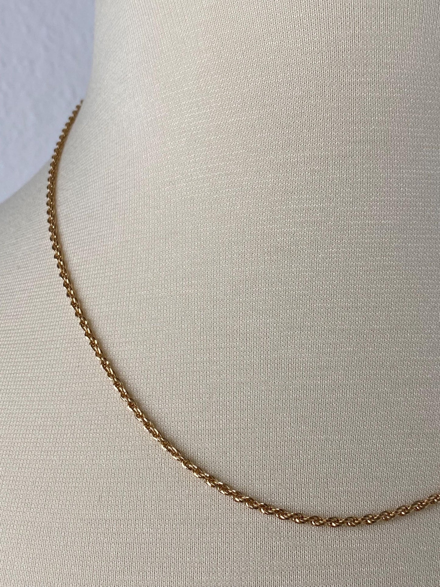 Vintage Solid 14k Yellow Gold Rope Chain Necklace - 18.75 inches