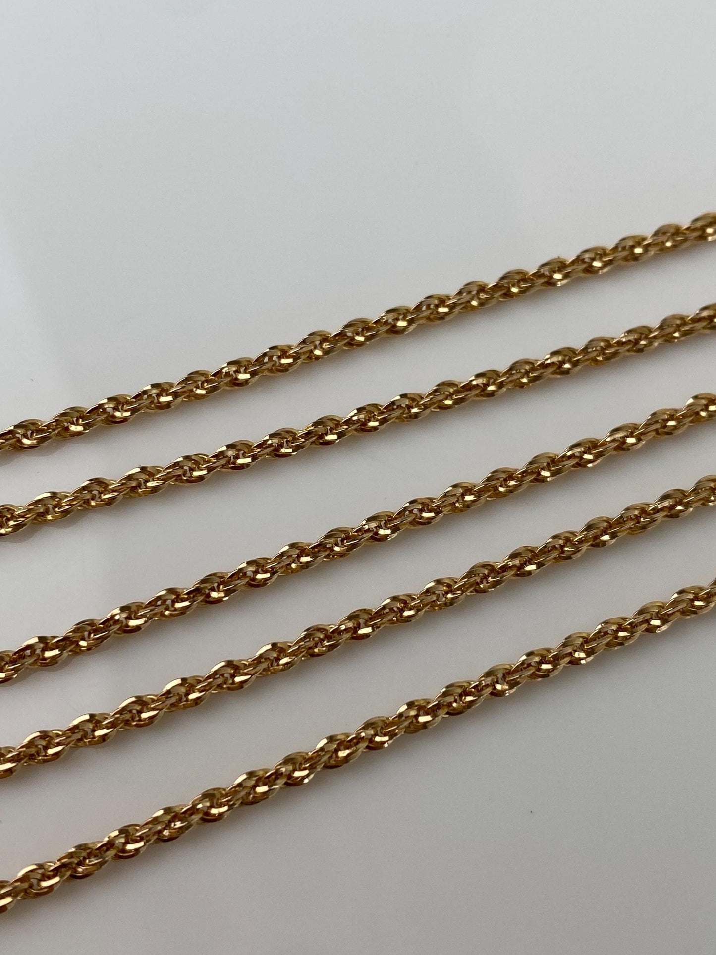 Vintage Solid 14k Yellow Gold Rope Chain Necklace - 18.75 inches