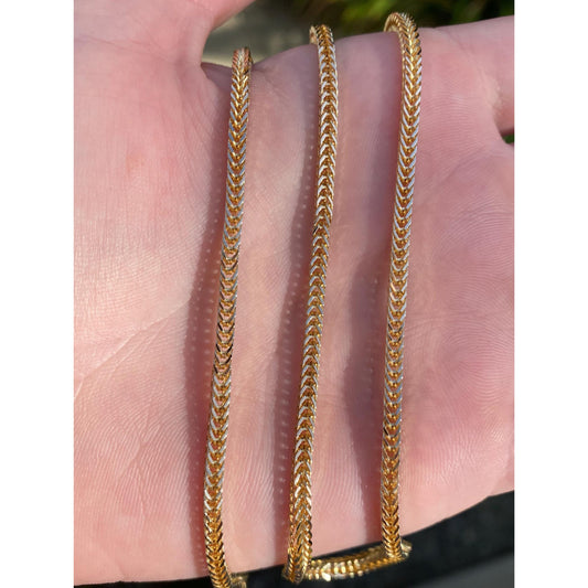 Solid 14k Yellow Gold Square Wheat Chain Necklace - 18.5 inches