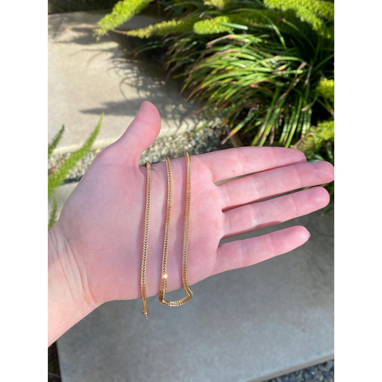 Solid 14k Yellow Gold Square Wheat Chain Necklace - 18.5 inches