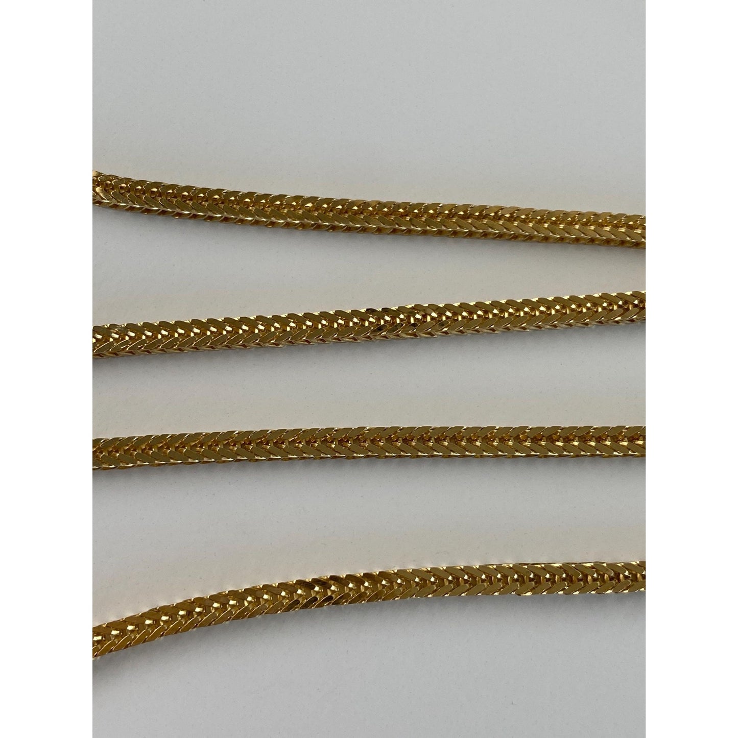 Solid 14k Yellow Gold Square Wheat Chain Necklace - 18.5 inches