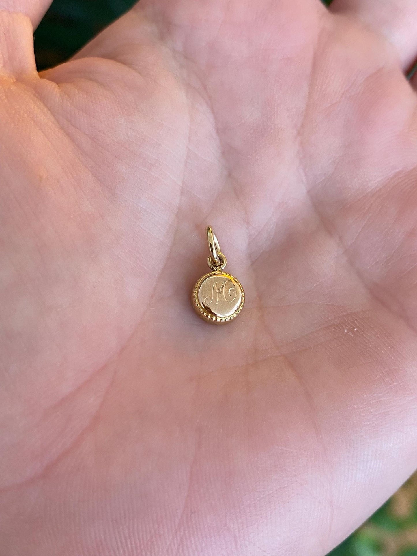 Vintage Solid 14k Yellow Gold Initial 'M' Little Cufflink Conversion Charm