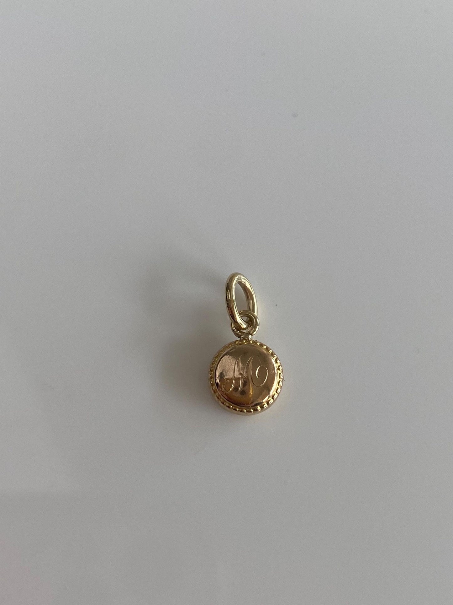Vintage Solid 14k Yellow Gold Initial 'M' Little Cufflink Conversion Charm