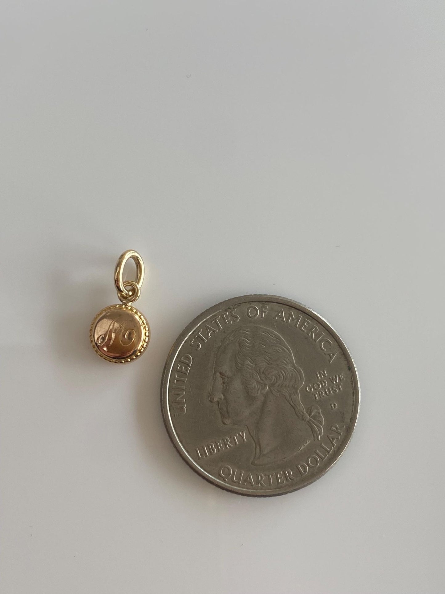 Vintage Solid 14k Yellow Gold Initial 'M' Little Cufflink Conversion Charm