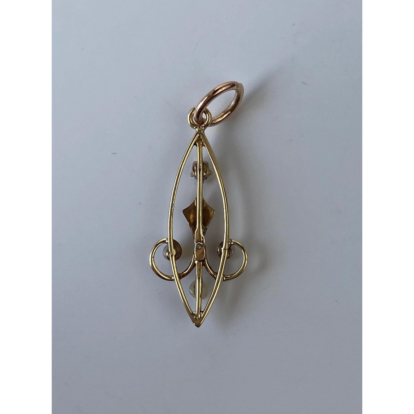 Vintage Solid 14k Yellow Gold Diamond Seed Pearl Stick Pin Conversion Charm