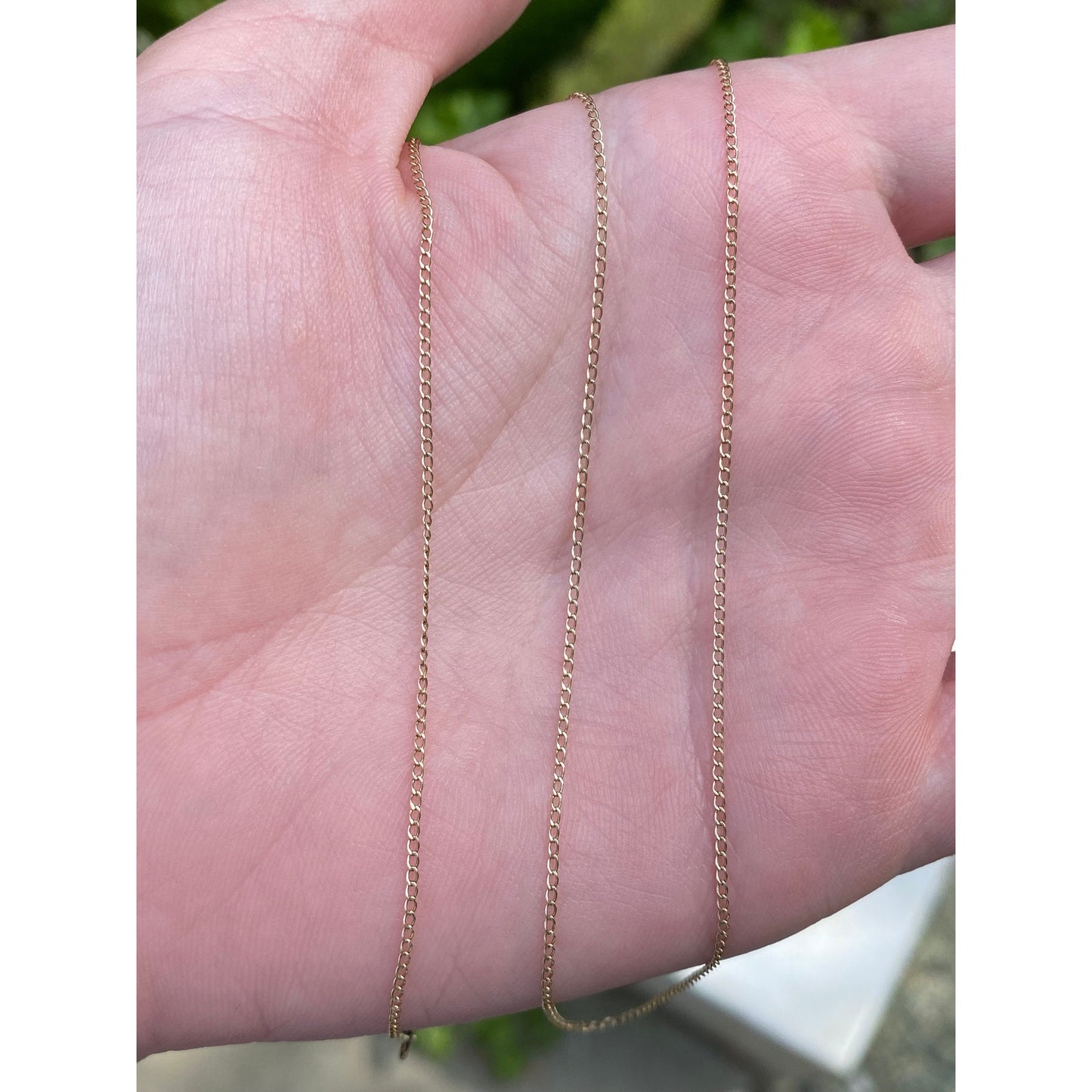 Vintage Solid 14k Yellow Gold Dainty Elongated Curb Chain Necklace - 18.75 inches