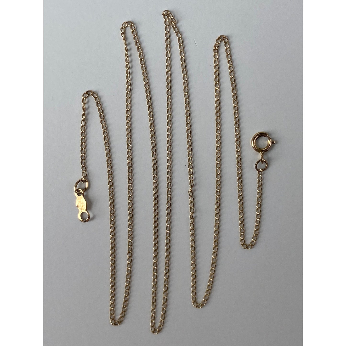 Vintage Solid 14k Yellow Gold Dainty Elongated Curb Chain Necklace - 18.75 inches