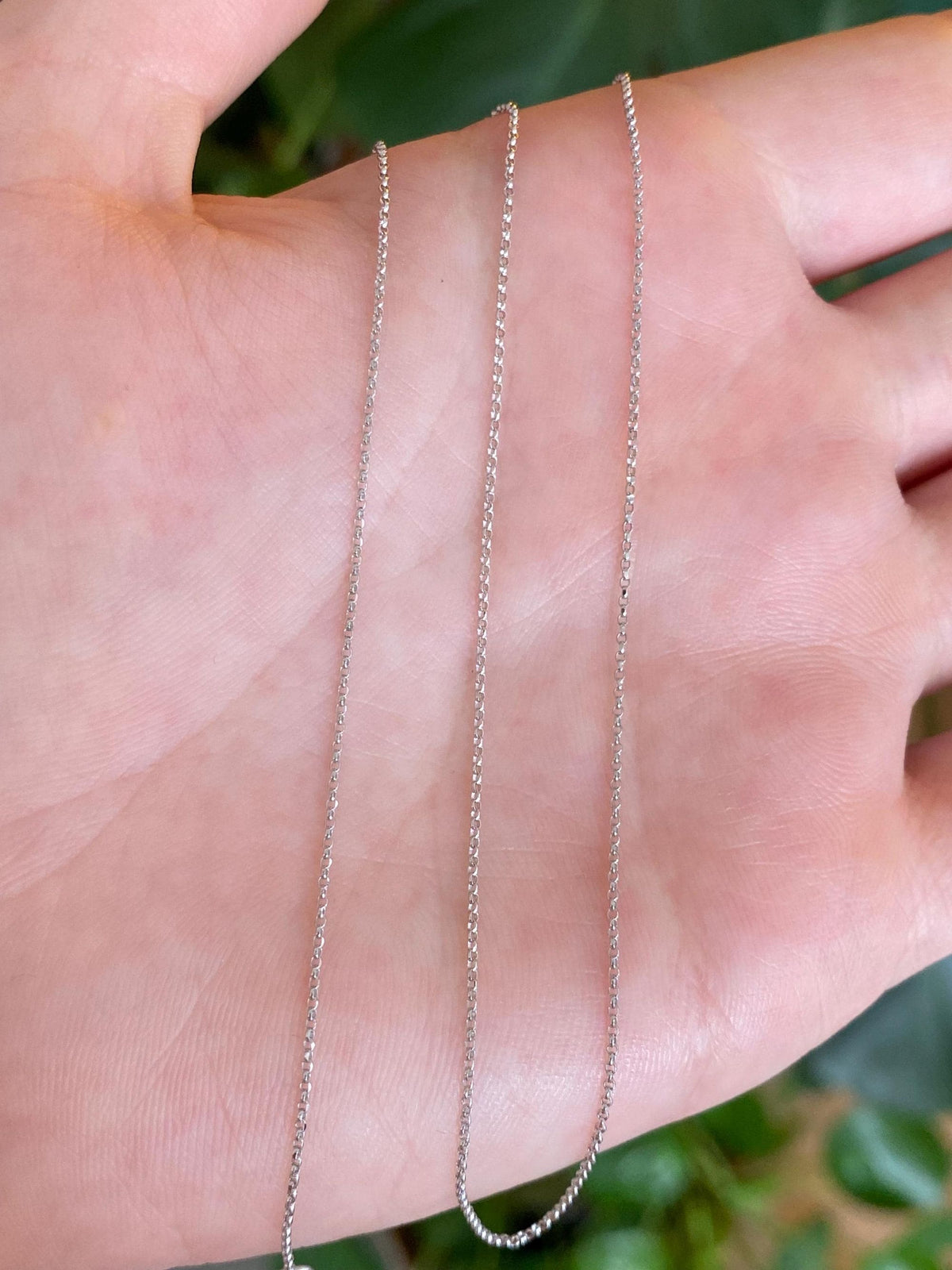 Vintage Solid 14k White Gold Dainty Rolo Chain Necklace - 16 inches
