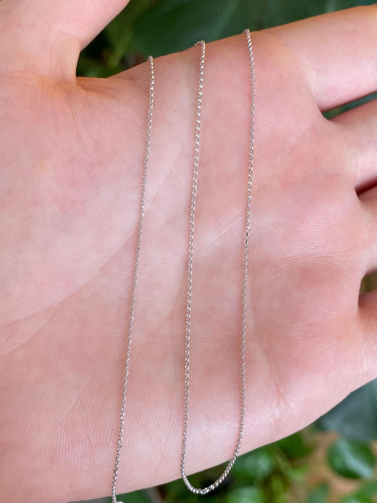 Vintage Solid 14k White Gold Dainty Rolo Chain Necklace - 16 inches