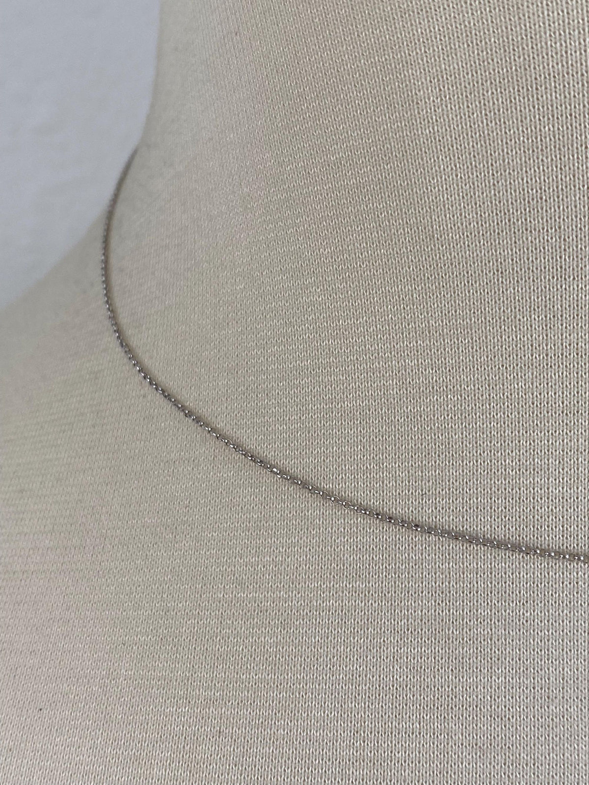 Vintage Solid 14k White Gold Dainty Rolo Chain Necklace - 16 inches