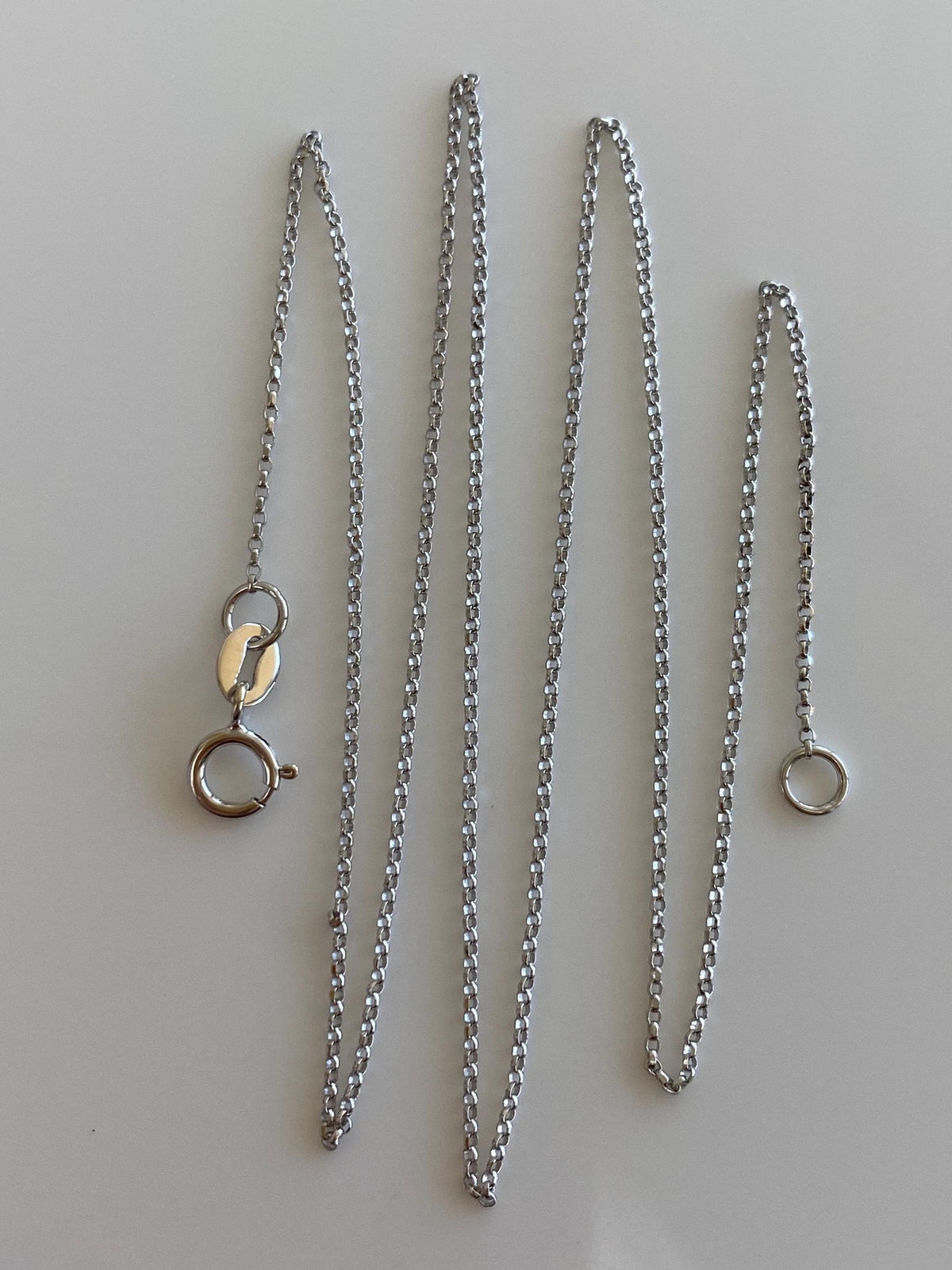 Vintage Solid 14k White Gold Dainty Rolo Chain Necklace - 16 inches