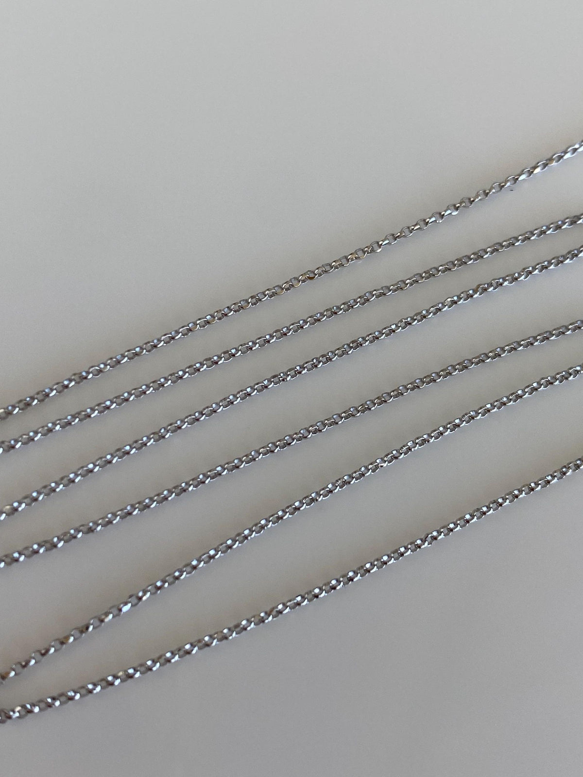 Vintage Solid 14k White Gold Dainty Rolo Chain Necklace - 16 inches