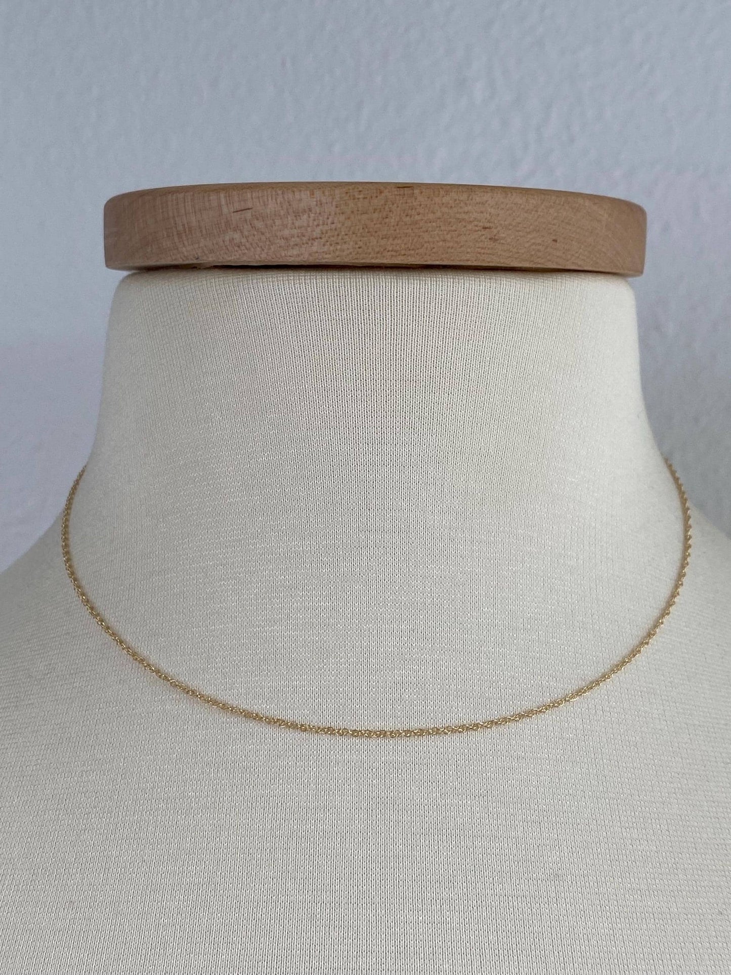 Vintage Solid 14k Yellow Gold Dainty Chain Necklace - 16.25 inches