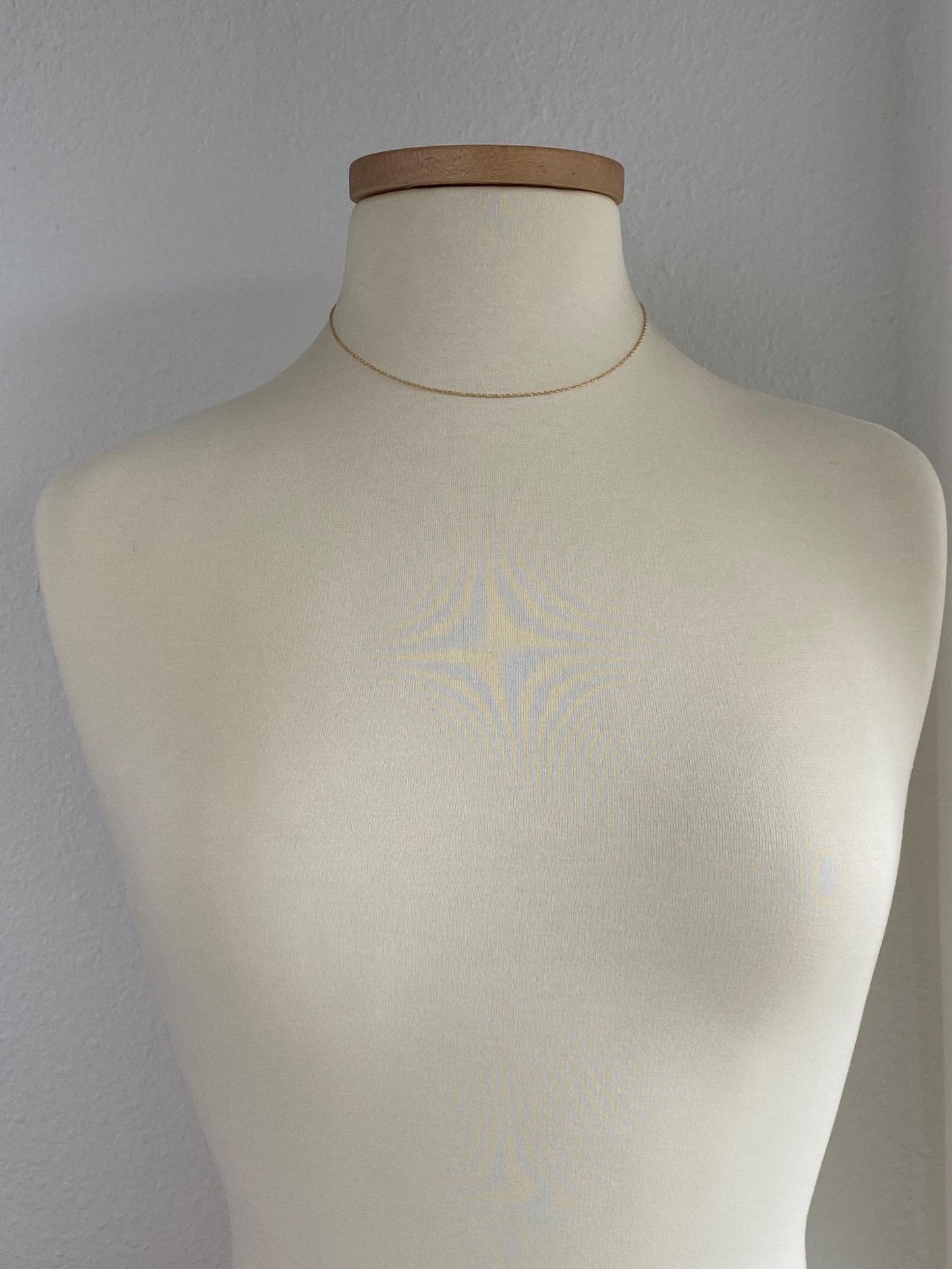 Vintage Solid 14k Yellow Gold Dainty Chain Necklace - 16.25 inches