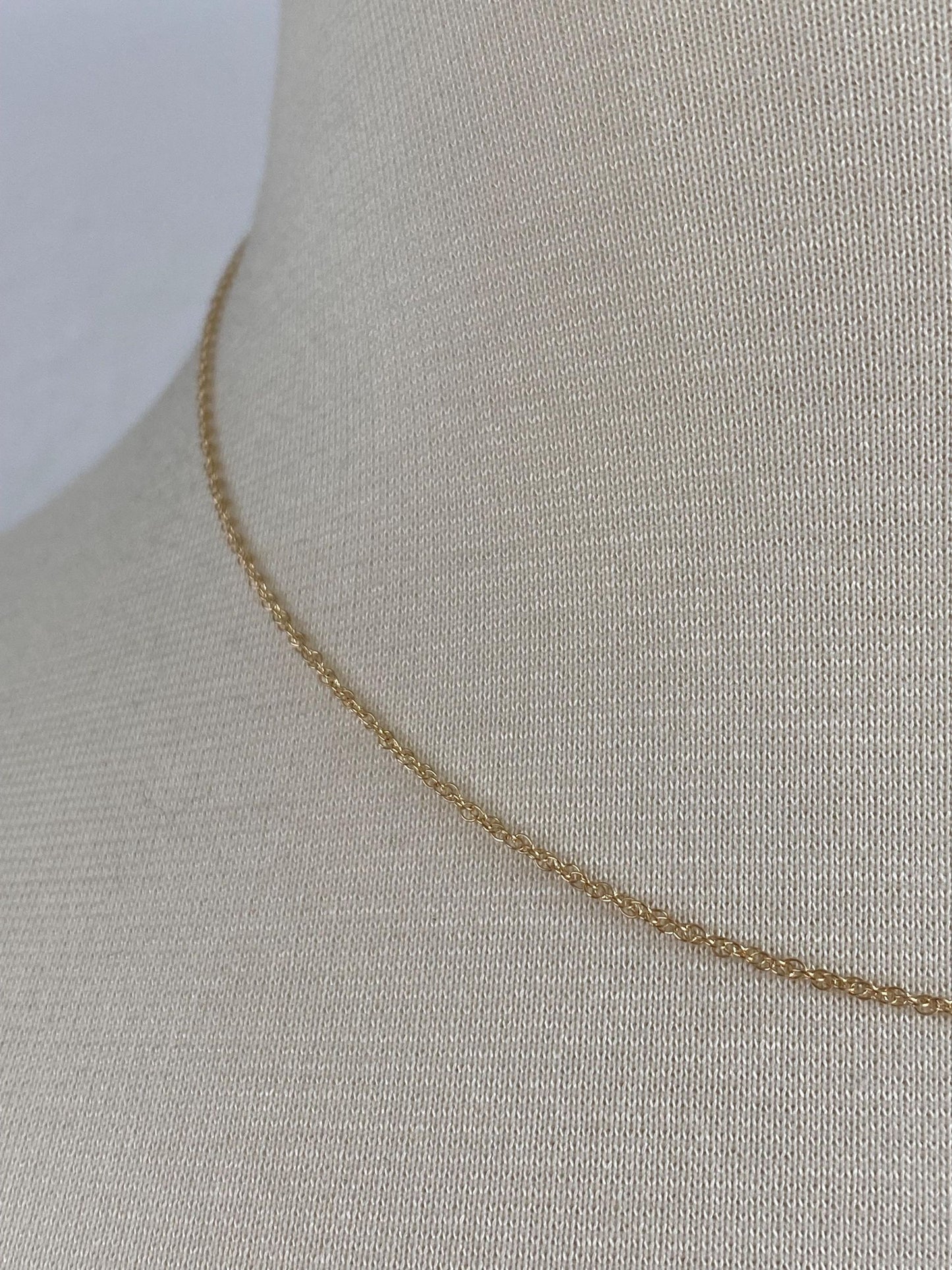Vintage Solid 14k Yellow Gold Dainty Chain Necklace - 16.25 inches