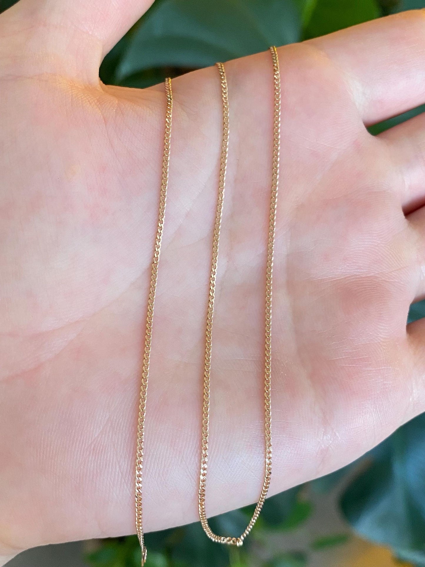 Vintage Solid 14k Yellow Gold Curb Chain Necklace - 18.75 inches