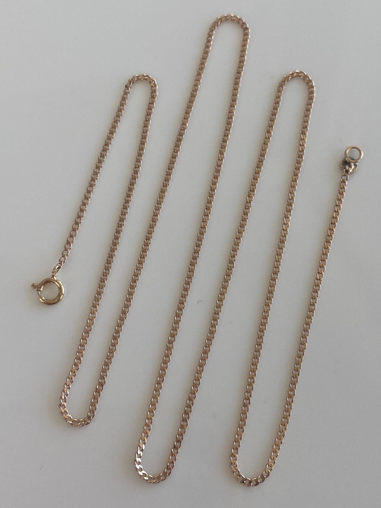 Vintage Solid 14k Yellow Gold Curb Chain Necklace - 18.75 inches