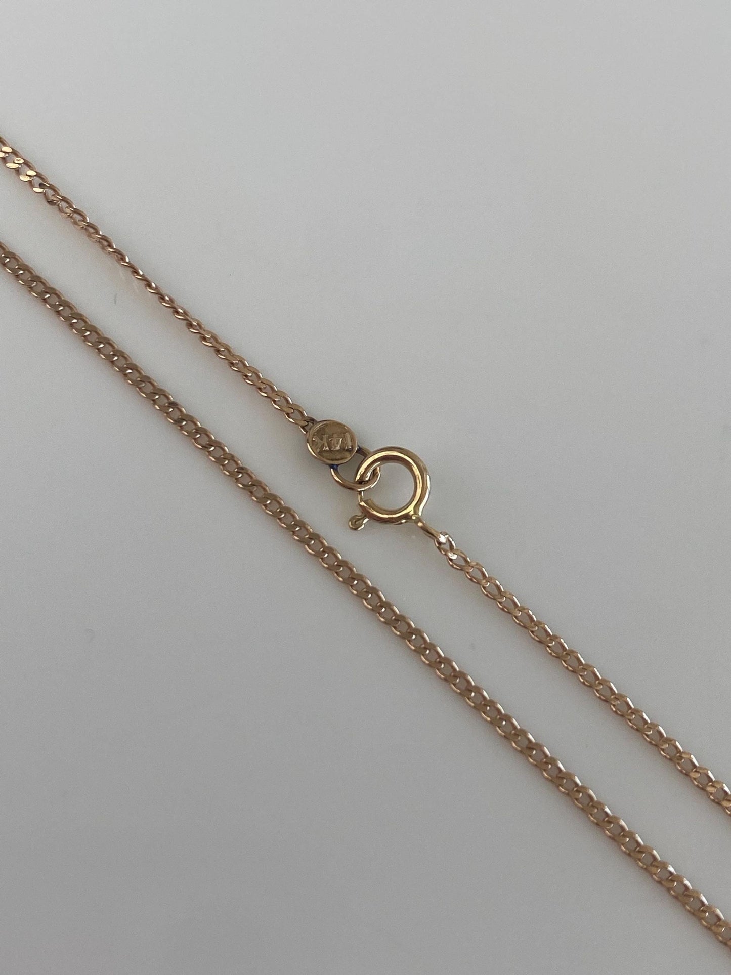 Vintage Solid 14k Yellow Gold Curb Chain Necklace - 18.75 inches