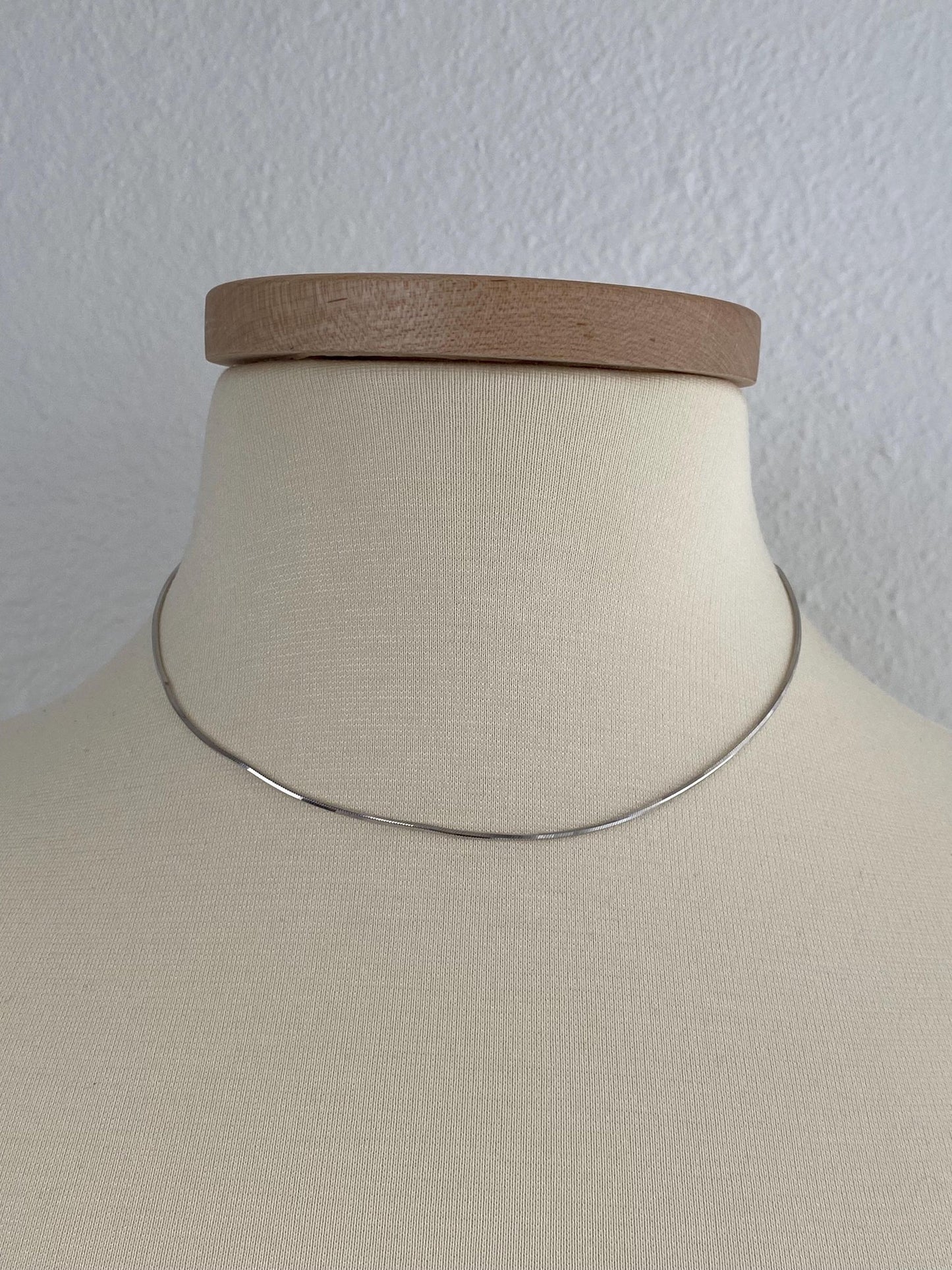 Vintage Solid 14k White Gold Square Snake Chain Necklace - 16.25 inches