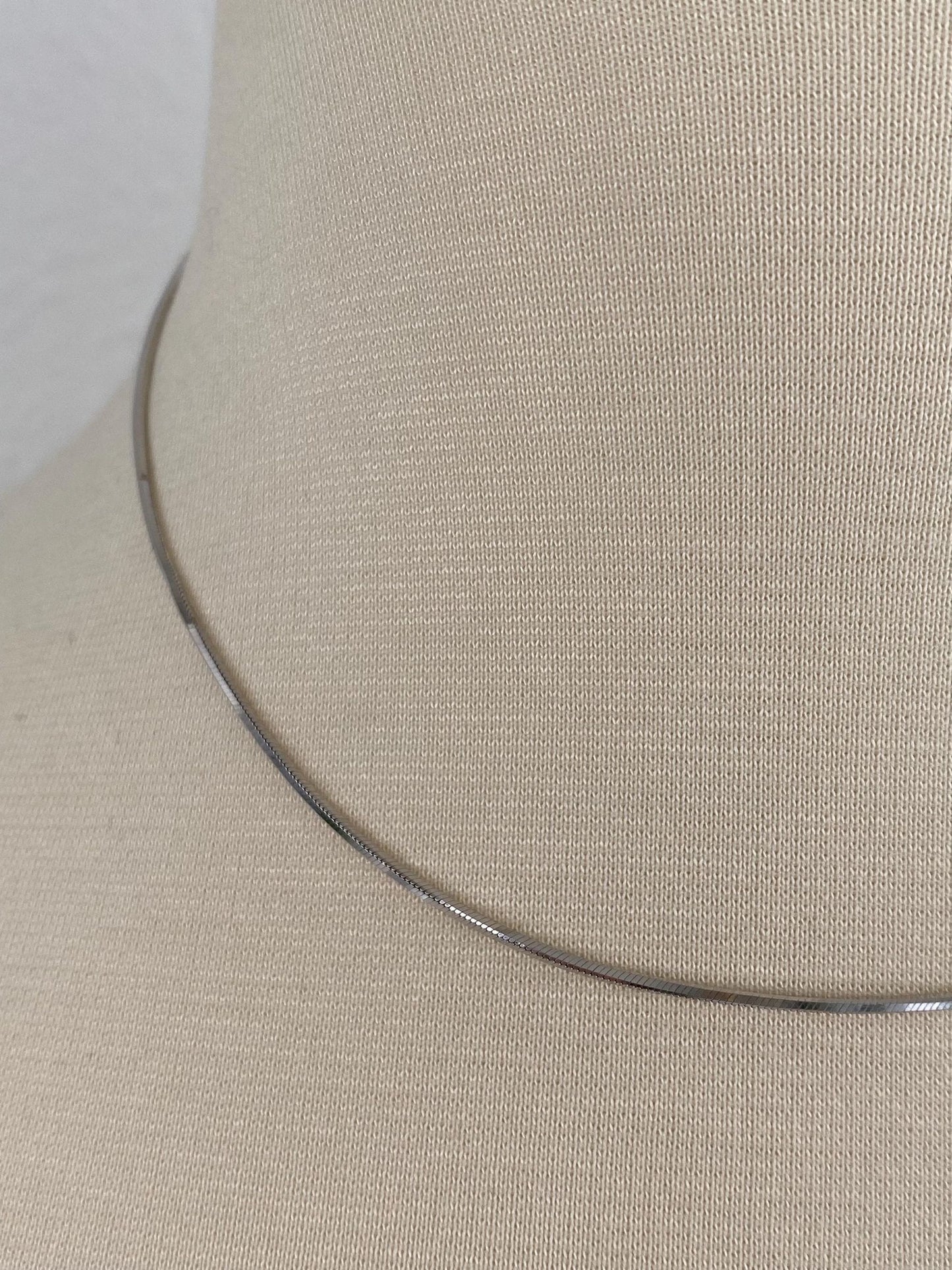Vintage Solid 14k White Gold Square Snake Chain Necklace - 16.25 inches