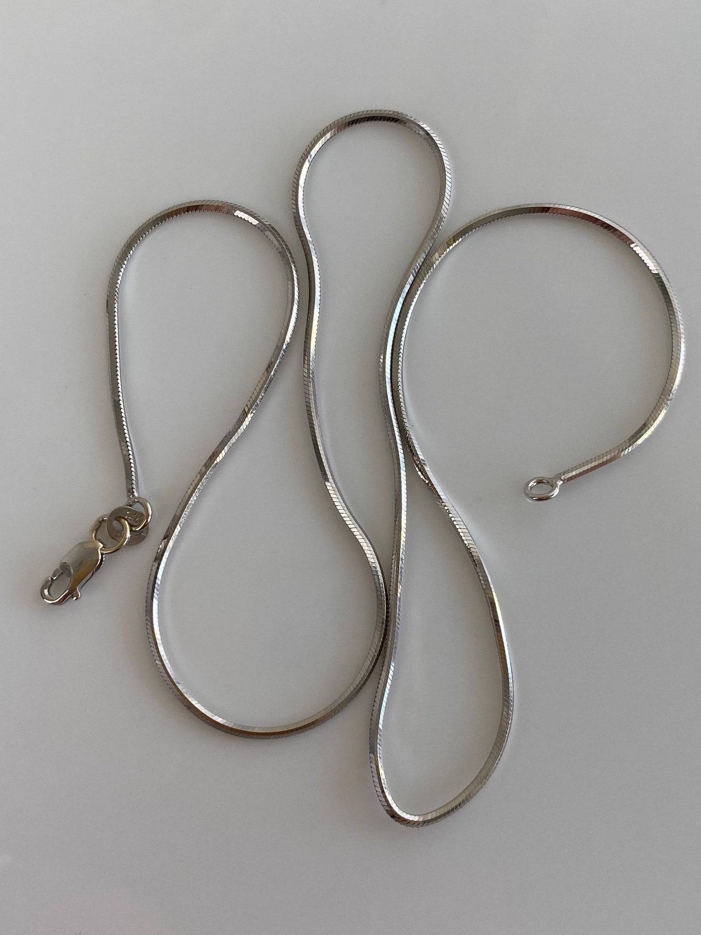 Vintage Solid 14k White Gold Square Snake Chain Necklace - 16.25 inches