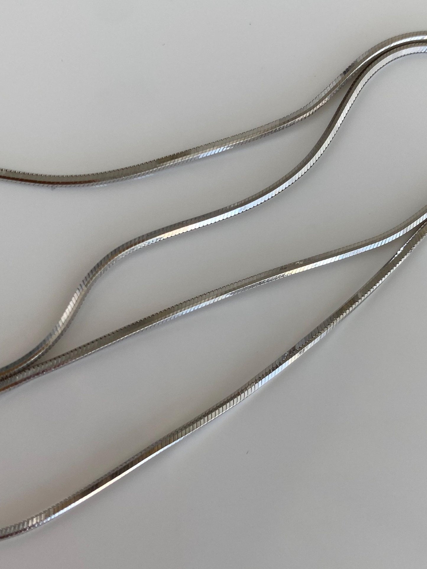 Vintage Solid 14k White Gold Square Snake Chain Necklace - 16.25 inches