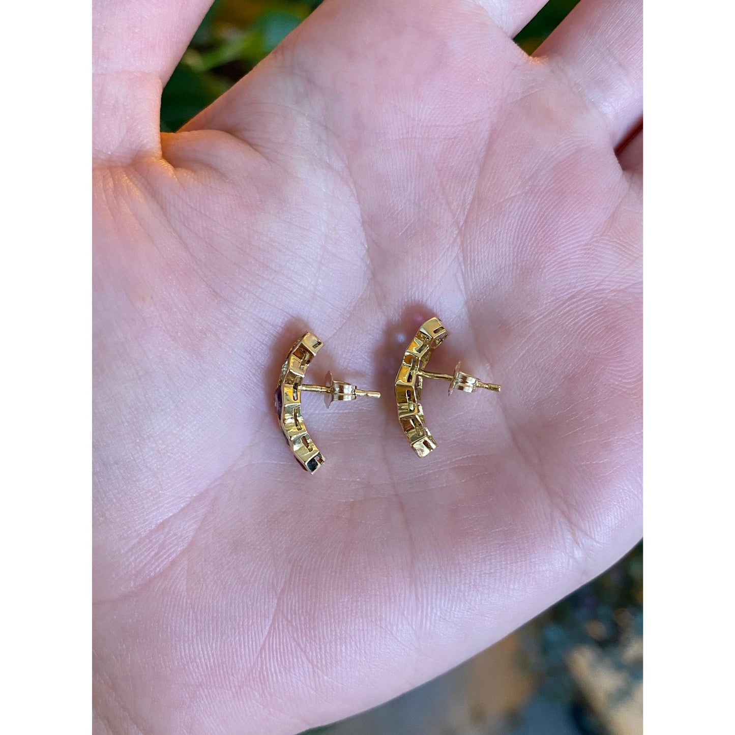 Vintage Solid 14k Yellow Gold Garnet Aquamarine Citrine Amethyst Pink Green Tourmaline Drop Earrings