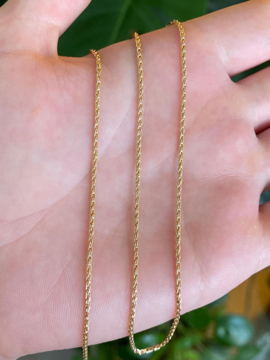 Vintage Solid 14k Yellow Gold Spiga Chain Necklace - 18 inches