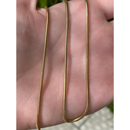 Vintage Solid 18k Yellow Gold Snake Chain Necklace - 21.25 inches