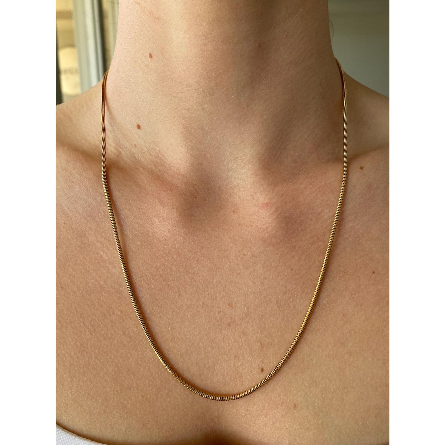 Vintage Solid 18k Yellow Gold Snake Chain Necklace - 21.25 inches