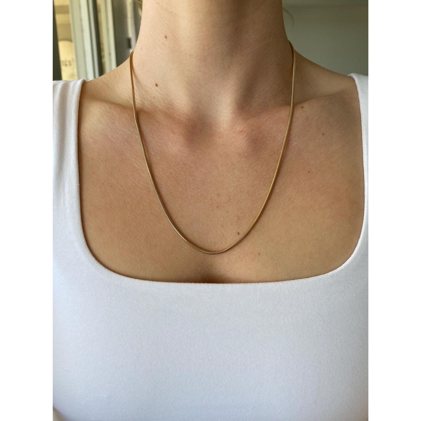Vintage Solid 18k Yellow Gold Snake Chain Necklace - 21.25 inches