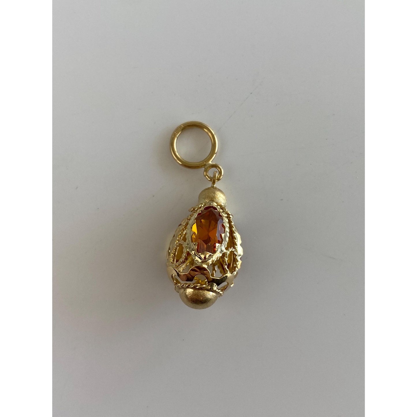 Vintage Solid 18k Yellow Gold Orange Topaz Charm